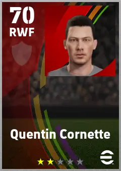 Quentin Cornette eFootball 2026 player card — 70 OVR RWF