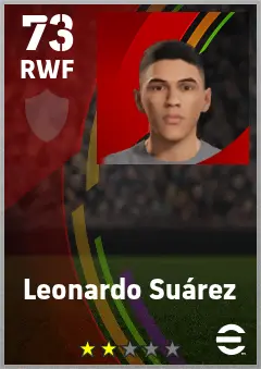 Leonardo Suarez eFootball 2026 player card — 73 OVR RWF