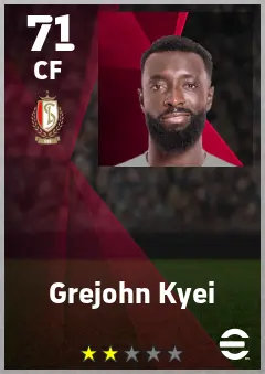 Grejohn Kyei eFootball 2026 player card — 71 OVR CF
