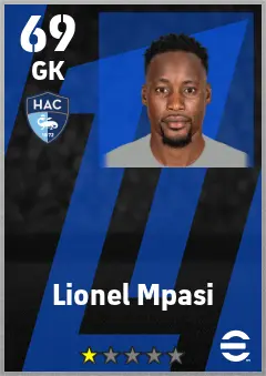 Lionel Mpasi eFootball 2026 player card — 69 OVR GK