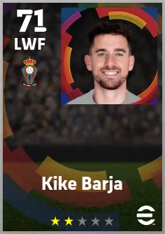 Kike Barja eFootball 2026 player card — 71 OVR LWF