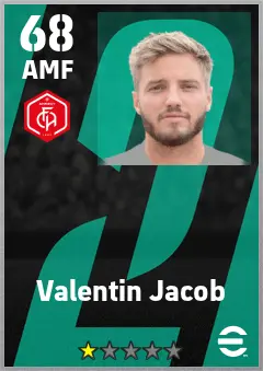 Valentin Jacob eFootball 2026 player card — 68 OVR AMF