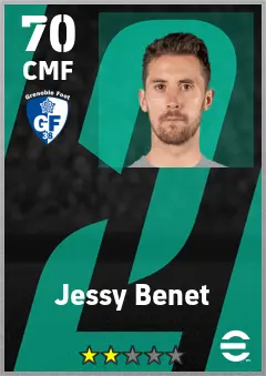 Jessy Benet eFootball 2026 player card — 70 OVR CMF
