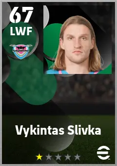 Vykintas Slivka eFootball 2026 player card — 67 OVR LWF