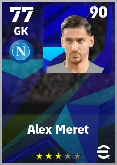 Alex Meret eFootball 2026 player card — 77 OVR GK