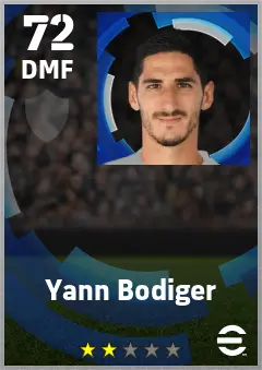Yann Bodiger eFootball 2026 player card — 72 OVR DMF