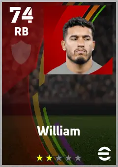 William eFootball 2026 player card — 74 OVR RB