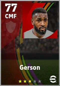 Gerson eFootball 2026 player card — 77 OVR CMF