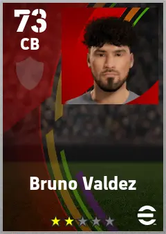 Bruno Valdez eFootball 2026 player card — 73 OVR CB