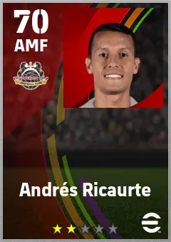 Andres Ricaurte eFootball 2026 player card — 70 OVR AMF