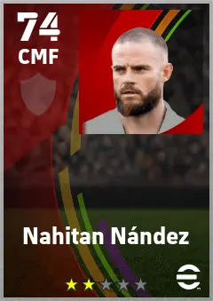 Nahitan Nandez eFootball 2026 player card — 74 OVR CMF