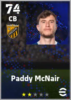 Paddy McNair eFootball 2026 player card — 74 OVR CB