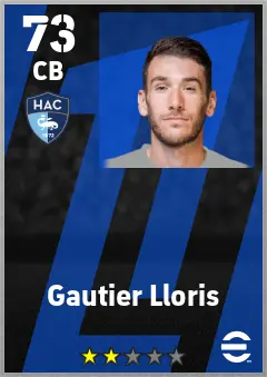 Gautier Lloris eFootball 2026 player card — 73 OVR CB