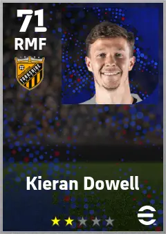 Kieran Dowell eFootball 2026 player card — 71 OVR RMF