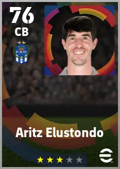 Aritz Elustondo eFootball 2026 player card — 76 OVR CB