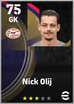 Nick Olij eFootball 2026 player card — 75 OVR GK
