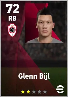 Glenn Bijl eFootball 2026 player card — 72 OVR RB