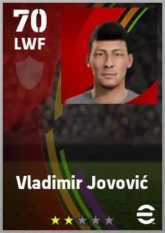 Vladimir Jovovic eFootball 2026 player card — 70 OVR LWF