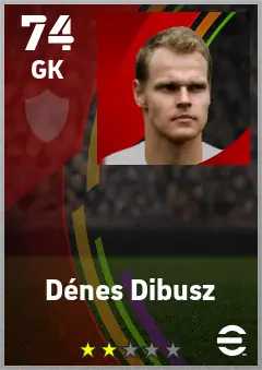 Denes Dibusz eFootball 2026 player card — 74 OVR GK