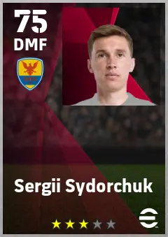 Sergii Sydorchuk eFootball 2026 player card — 75 OVR DMF