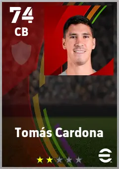 Tomas Cardona eFootball 2026 player card — 74 OVR CB