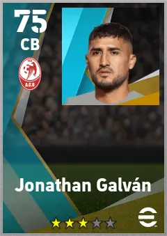 Jonathan Galvan eFootball 2026 player card — 75 OVR CB