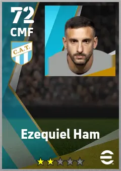 Ezequiel Ham eFootball 2026 player card — 72 OVR CMF