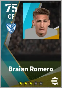 Braian Romero eFootball 2026 player card — 75 OVR CF