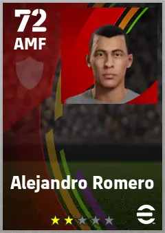 Alejandro Romero eFootball 2026 player card — 72 OVR AMF