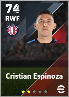 Cristian Espinoza eFootball 2026 player card — 74 OVR RWF