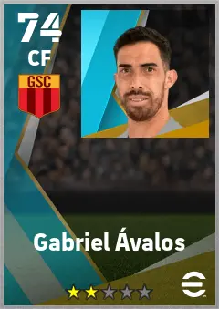 Gabriel Avalos eFootball 2026 player card — 74 OVR CF