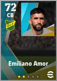 Emiliano Amor eFootball 2026 player card — 72 OVR CB