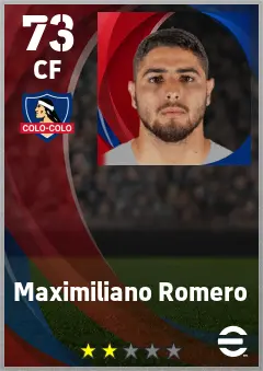 Maximiliano Romero eFootball 2026 player card — 73 OVR CF