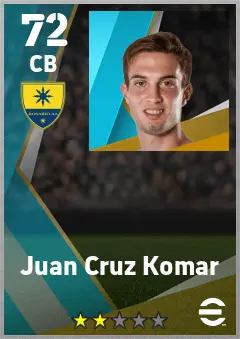 Juan Cruz Komar eFootball 2026 player card — 72 OVR CB