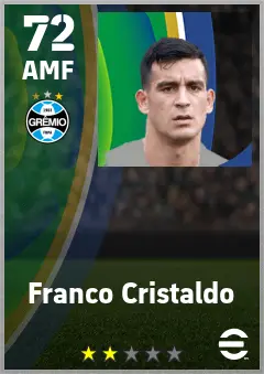 Franco Cristaldo eFootball 2026 player card — 72 OVR AMF
