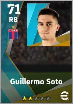 Guillermo Soto eFootball 2026 player card — 71 OVR RB