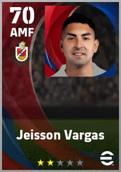 Jeisson Vargas eFootball 2026 player card — 70 OVR AMF