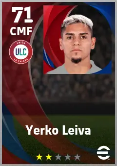 Yerko Leiva eFootball 2026 player card — 71 OVR CMF