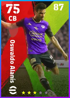 Oswaldo Alanis eFootball 2026 player card — 75 OVR CB