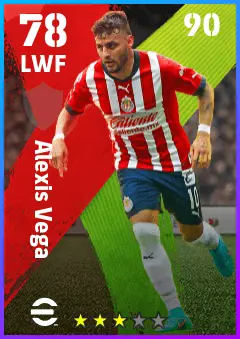 Alexis Vega eFootball 2026 player card — 78 OVR LWF