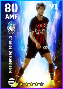 Charles De Ketelaere eFootball 2026 player card — 80 OVR AMF