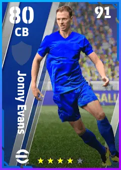 Jonny Evans eFootball 2026 player card — 80 OVR CB