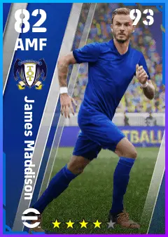 James Maddison eFootball 2026 player card — 82 OVR AMF
