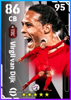 Virgil van Dijk eFootball 2026 player card — 86 OVR CB