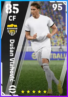 Dusan Vlahovic eFootball 2026 player card — 85 OVR CF