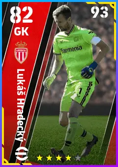 Lukas Hradecky eFootball 2026 player card — 82 OVR GK
