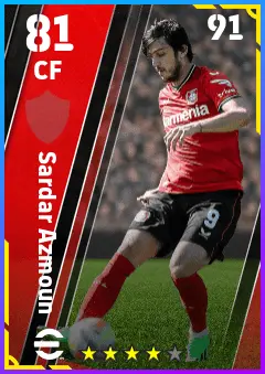Sardar Azmoun eFootball 2026 player card — 81 OVR CF