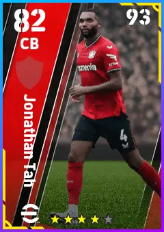 Jonathan Tah eFootball 2026 player card — 82 OVR CB