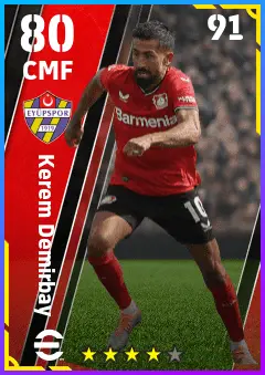 Kerem Demirbay eFootball 2026 player card — 80 OVR CMF