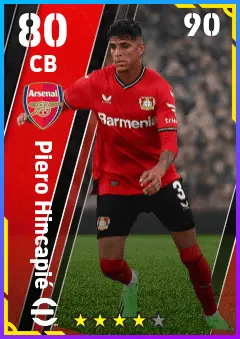 Piero Hincapie eFootball 2026 player card — 80 OVR CB